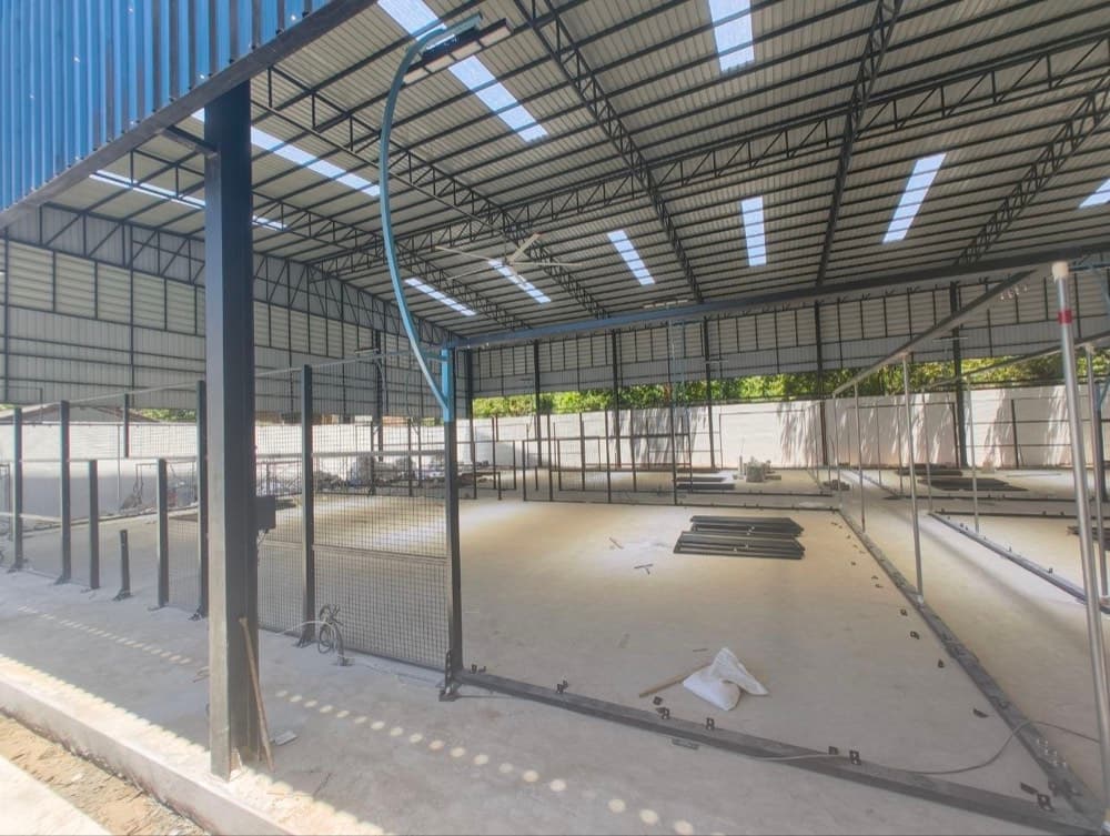 Court cages inside the covered hall